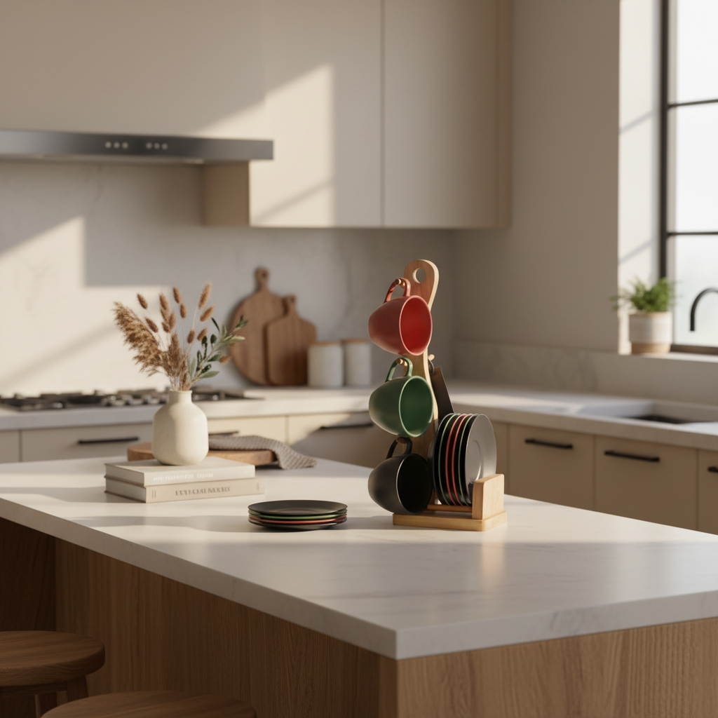 Juego de 6 Tazas de colores con Soporte 150 ml | DKD Home Decor