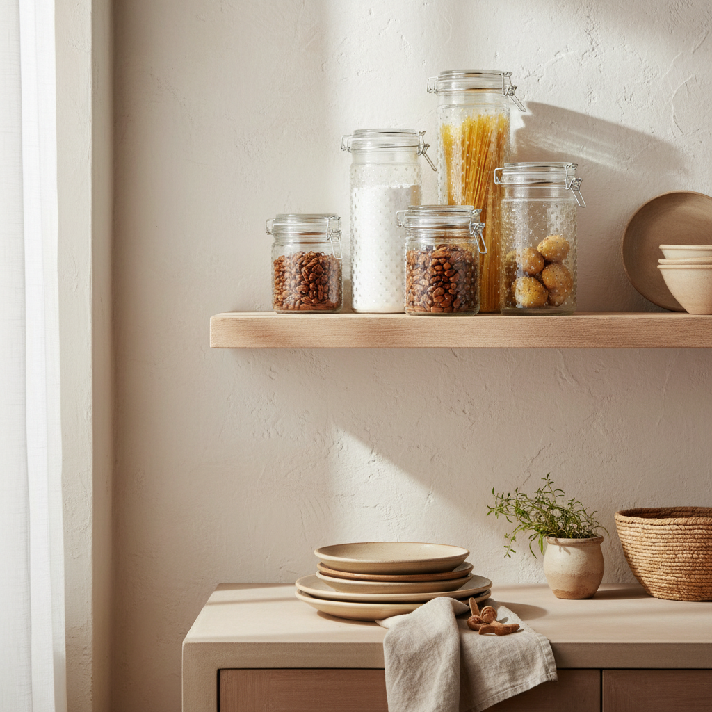 Set de 4 Botes Cristal Transparente Acero Inoxidable | DKD Home Decor