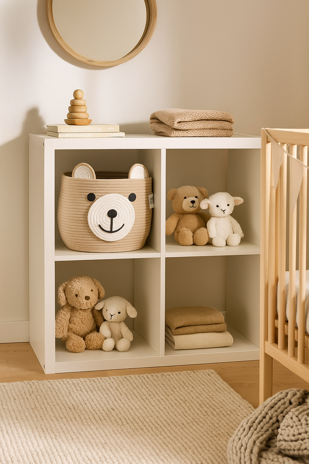 Cesta Infantil de Algodón “Oso” – Organización Natural para Juguetes y Ropa | BELMIN