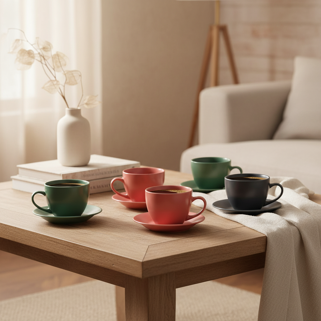 Juego de 6 Tazas de colores con Soporte 150 ml | DKD Home Decor