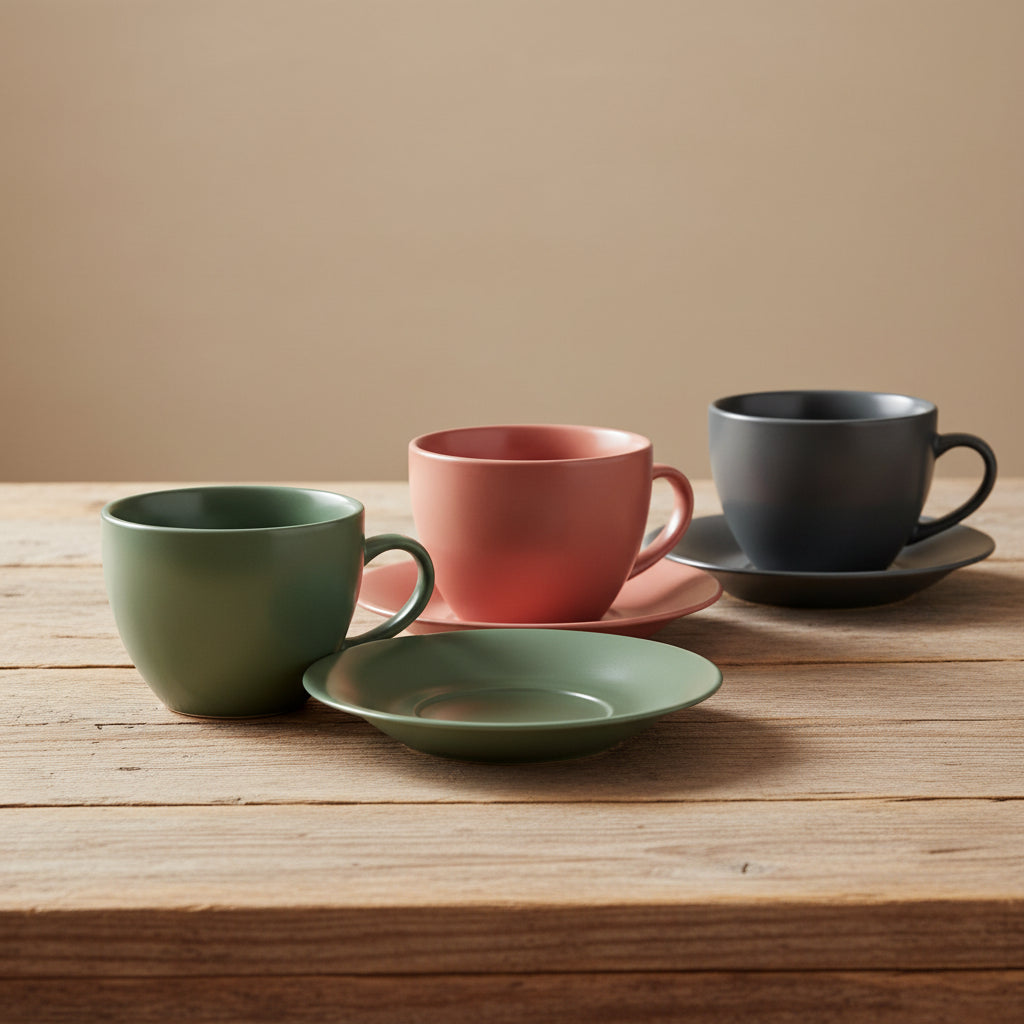 Juego de 6 Tazas de colores con Soporte 150 ml | DKD Home Decor