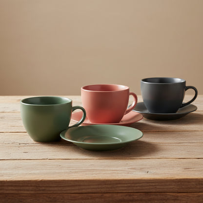 Juego de 6 Tazas de colores con Soporte 150 ml | DKD Home Decor