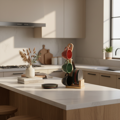 Juego de 6 Tazas de colores con Soporte 150 ml | DKD Home Decor