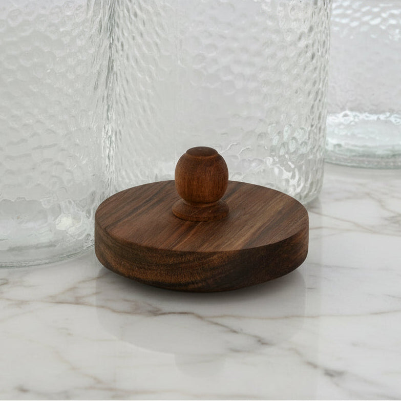 Set de 3 Botes de Cristal y Acacia Natural con Cierre de Silicona | Home ESPRIT
