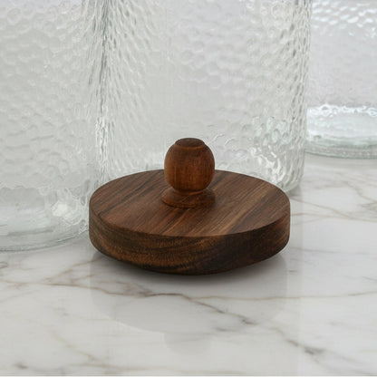 Set de 3 Botes de Cristal y Acacia Natural con Cierre de Silicona | Home ESPRIT