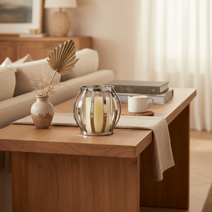 Portavelas Plateado de Acero y Cristal Acero | Home ESPRIT