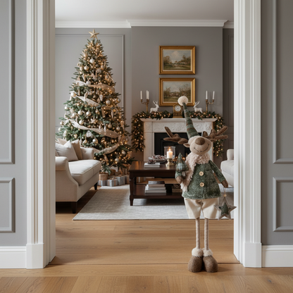 Conjunto de 2 Renos Navideños de Diseño Aleatorio Verde y Beige | Home ESPRIT