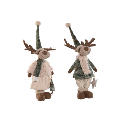 Conjunto de 2 Renos Navideños de Diseño Aleatorio Verde y Beige | Home ESPRIT