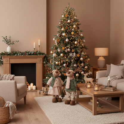 Conjunto de 2 Renos Navideños de Diseño Aleatorio Verde y Beige | Home ESPRIT