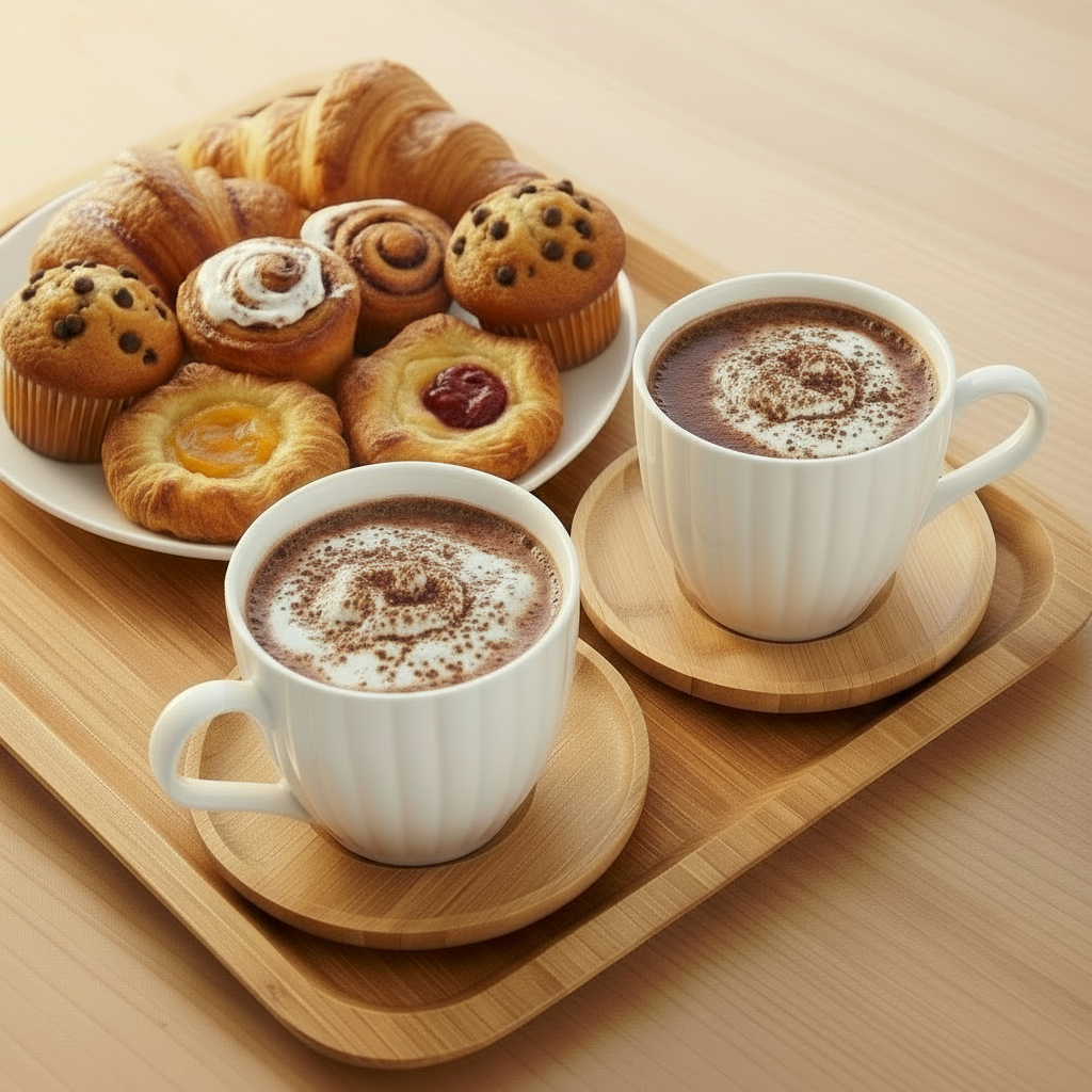 Juego de 6 Tazas con Plato Bambú Style | Home ESPRIT