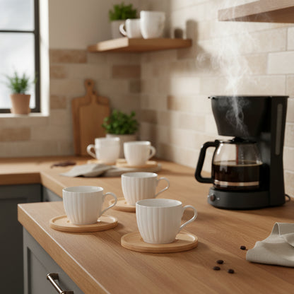 Juego de 6 Tazas con Plato Bambú Style | Home ESPRIT