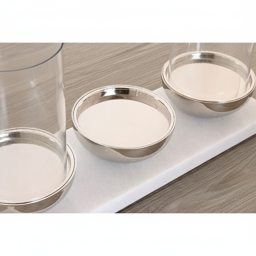 Portavelas de Cristal con Base de Mármol Blanco | Home ESPRIT