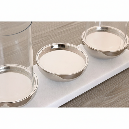 Portavelas de Cristal con Base de Mármol Blanco | Home ESPRIT