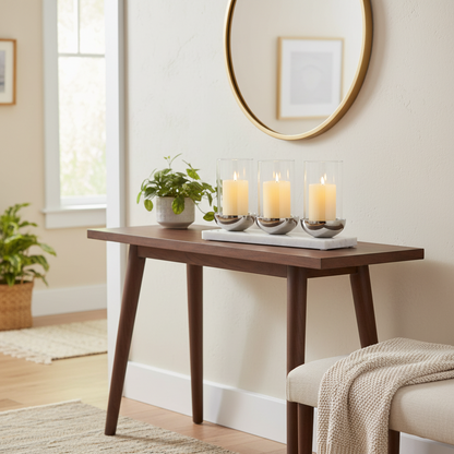 Portavelas de Cristal con Base de Mármol Blanco | Home ESPRIT