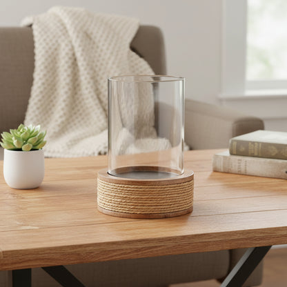 Portavelas de Cristal y Madera de Mango | Home ESPRIT