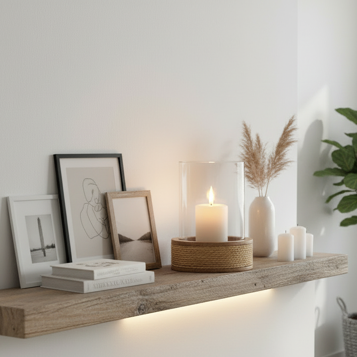 Portavelas de Cristal y Madera de Mango | Home ESPRIT