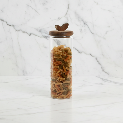 Set de 3 Botes de Cristal y Acacia 4 Piezas | Home ESPRIT