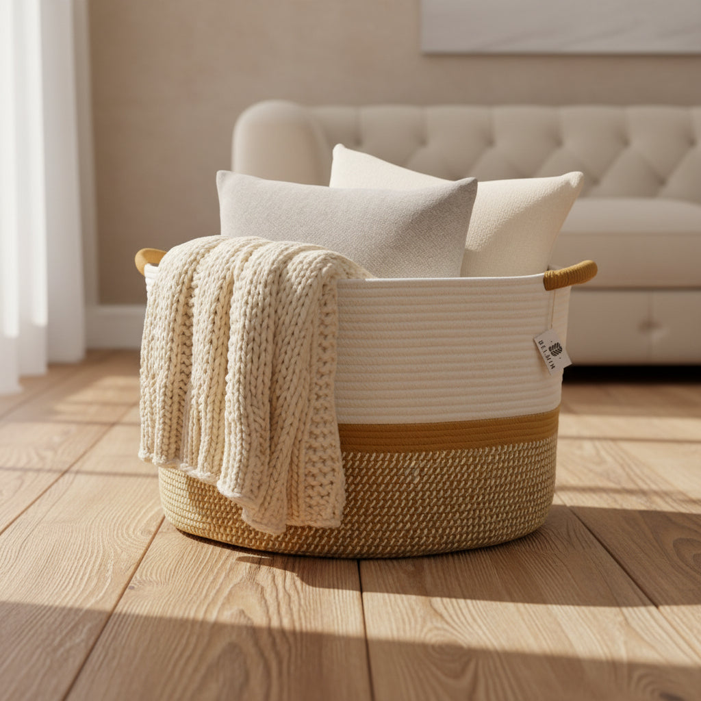 Cesta XL de Algodón en Tonos Neutros | BELMIN