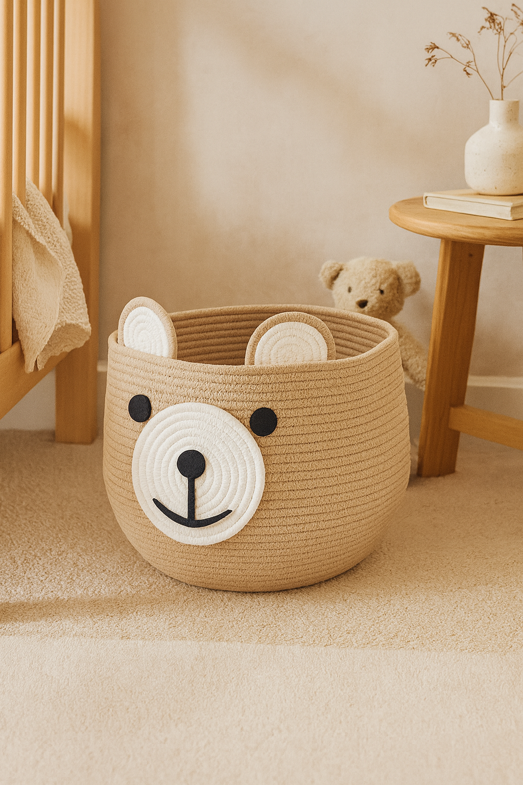 Cesta Infantil de Algodón “Oso” – Organización Natural para Juguetes y Ropa | BELMIN