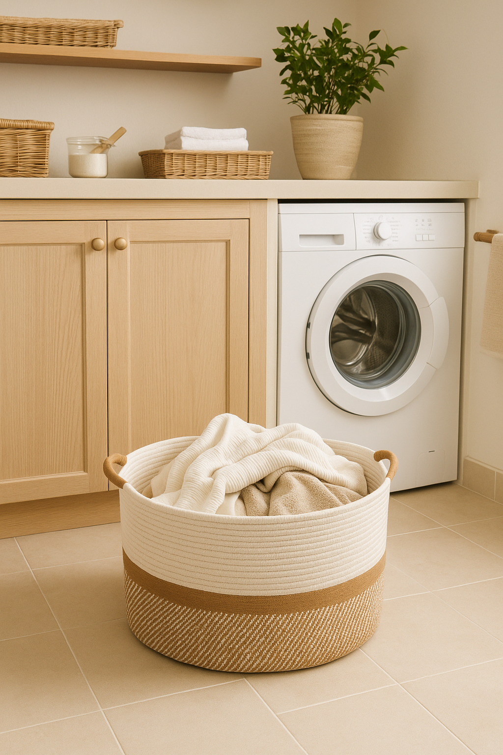 Cesta XL de Algodón en Tonos Neutros | BELMIN