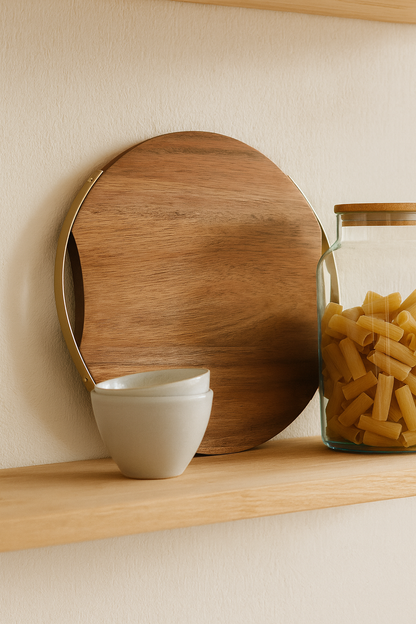 Tabla de Cortar de Acacia Natural con Asas Doradas | Home ESPRIT