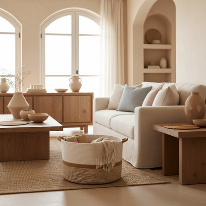 Cesta XL de Algodón en Tonos Neutros | BELMIN