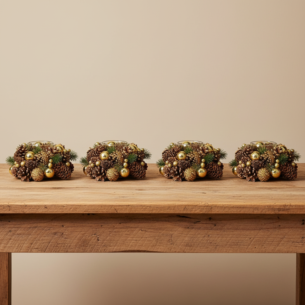 Set de 4 Portavelas Navideño | Krist+