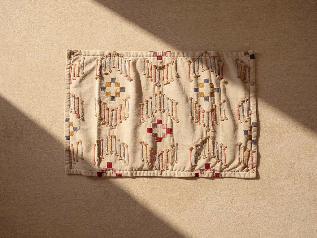 Funda de Cojín Rectangular Beige con Bordado Geométrico 60 x 40 cm | DKD Home Decor 60 x 1 x 40 cm Beige