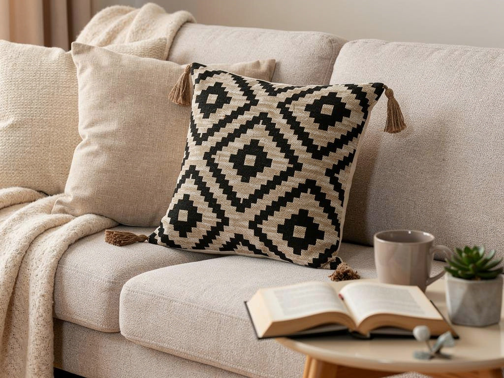 Cojín Boho Estampado Geométrico 45x45 cm | Home ESPRIT