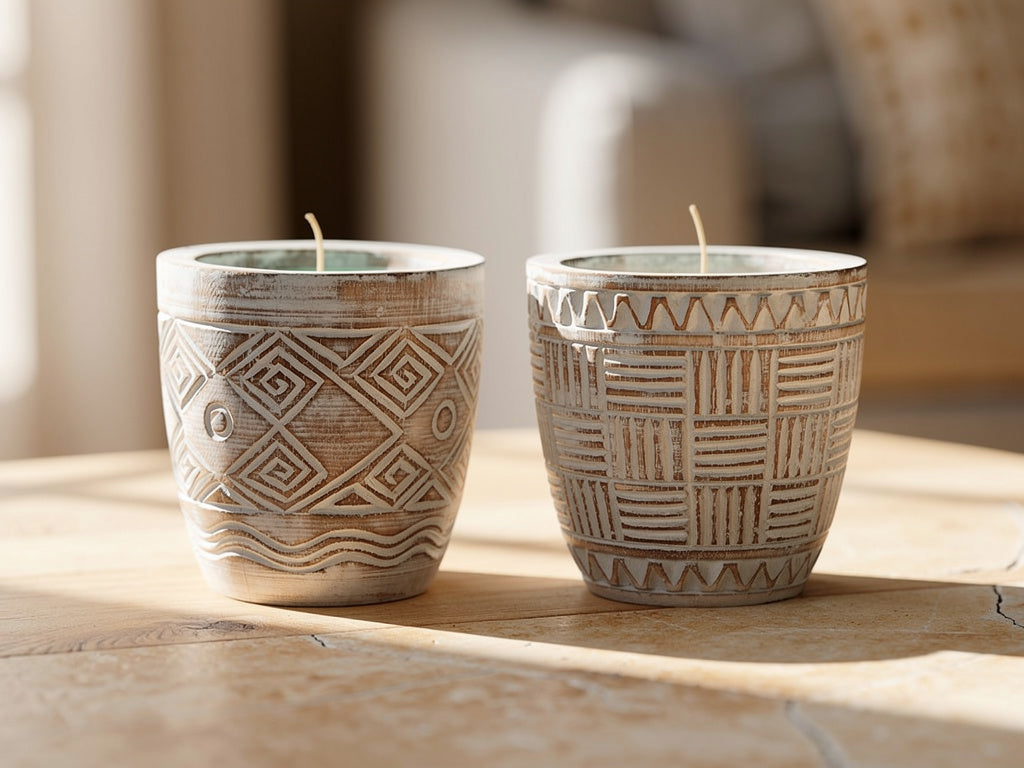 Velas con Recipiente de Madera (2 unidades) | DKD Home Decor