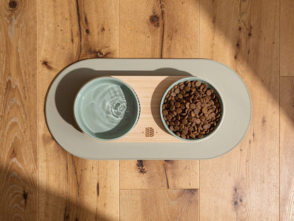 Comedero Elevado de Bambú y Cerámica – Altura Ajustable con Alfombrilla Antideslizante | BELMIN