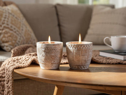 Velas con Recipiente de Madera (2 unidades) | DKD Home Decor