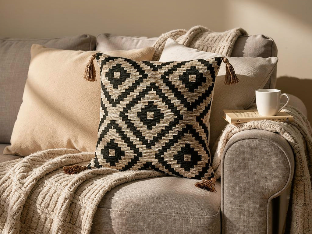 Cojín Boho Estampado Geométrico 45x45 cm | Home ESPRIT