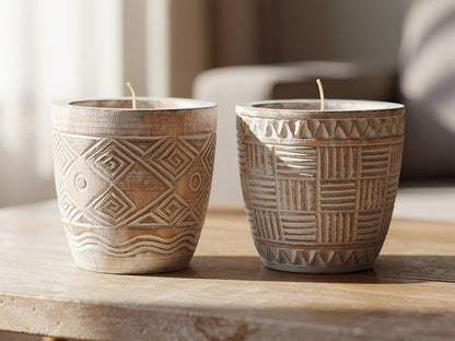 Velas con Recipiente de Madera (2 unidades) | DKD Home Decor