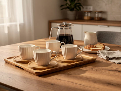 Juego de 6 Tazas con Plato Bambú Style | Home ESPRIT